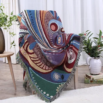 

Butterfly pattern cotton woven handmade blanket, home living room decoration tapestry, sofa blanket