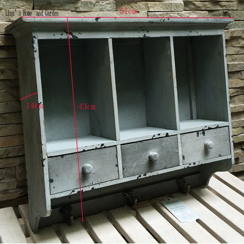 handmade solid small wood shabby and chic wall cabinet