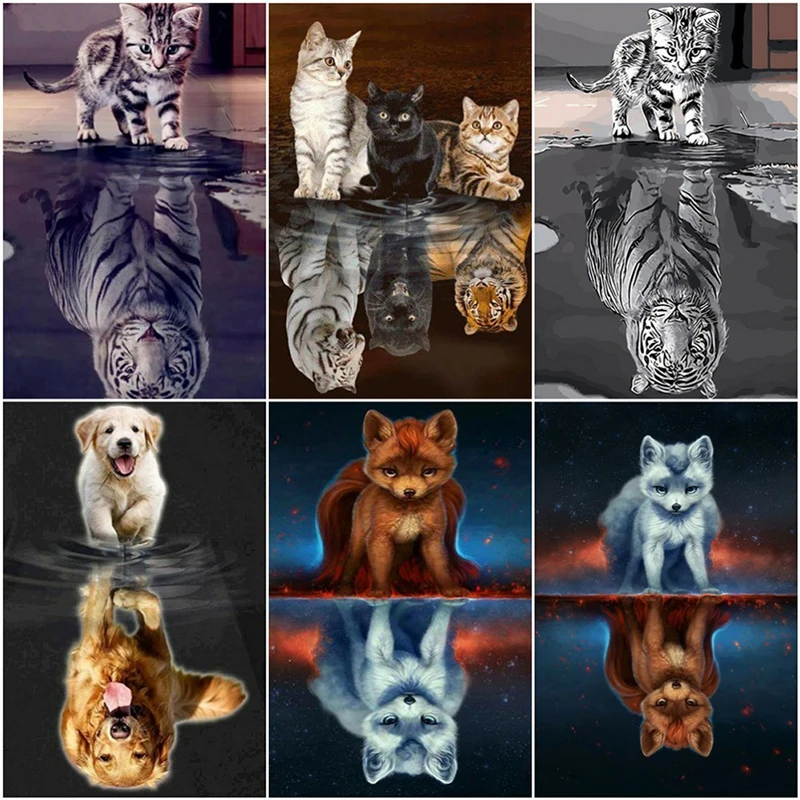 LZAIQIZG 5D алмазная Картина Кот тигр полная квадратная круглая Алмазная вышивка кошки алмазные мозаичные животные фотографии Стразы