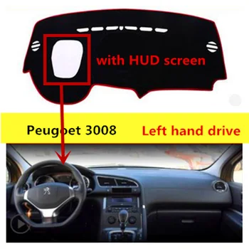 

TAIJS left hand drive car dashboard mat cover for Peugeot 3008 with HUD screen Auto dashboard rug for Peugeot 3008