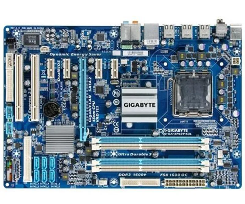 Материнская плата для настольных ПК GIGABYTE GA-EP43T-S3L P43 Socket LGA 775 для DDR3 16G ATX оригинальная EP43T-S3L материнская плата