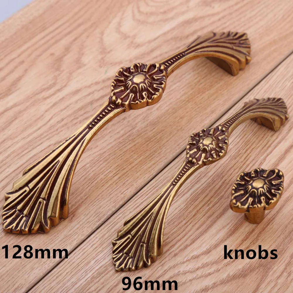 128mm Europen Brass Engraving Flower Dresser Kitchen Cbinet Door