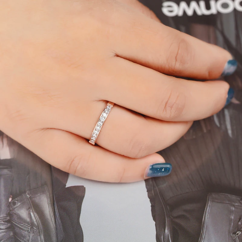 Wedding Rings Fashion Jewelry Crystal Stainless Steel Rose Gold Color Female Ring For Woman And Girl Gift