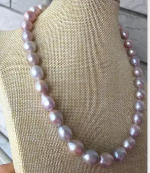 

huge 13-14mm south sea baroque lavender pearl necklace 18inch 925silver