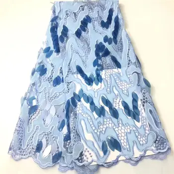 

African Lace Fabric 2019 High Quality Lace 3d Big sequins Embroidery Fashion Nigerian Lace Fabric Party Dress for 5yards