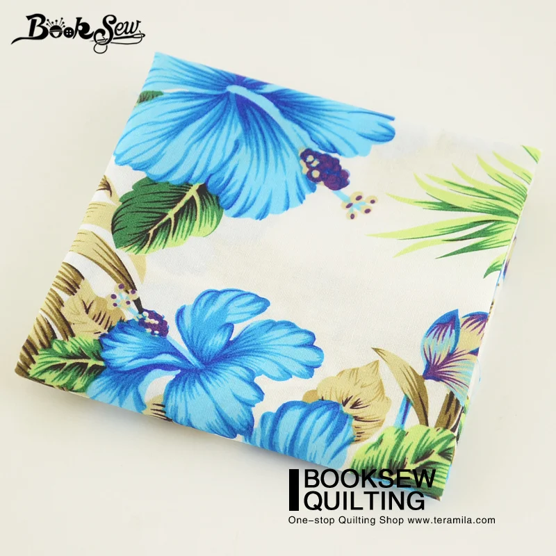 Booksew Cotton Poplin Fabric High Quality Home Textile Fat Quarter Meter Dress Printed Blue Flora Quilting Bedding Set Shirt