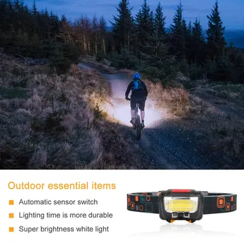

Mini IR Sensor Headlight Induction USB Rechargeable Headlamp LED Head Torch Built-in 2000mAh Battery DAG-ship