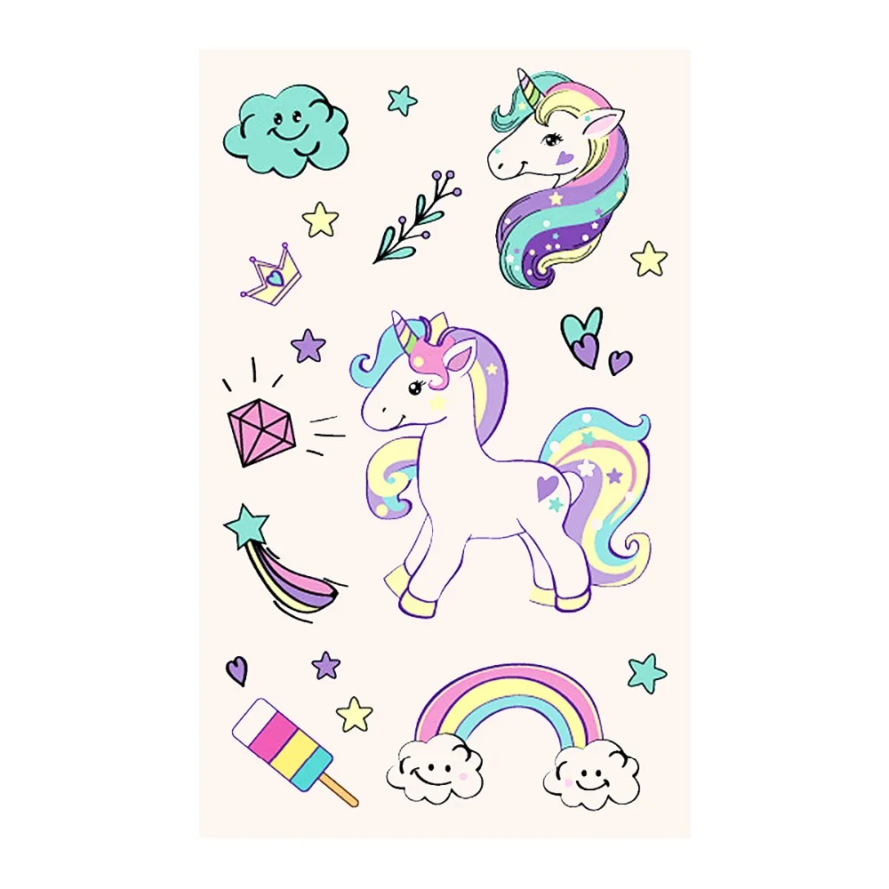 

Waterproof Unicorn Temporary Stickers Fake Tattoos Toy for Children Kids Girls Boys Adults Party Supplies Rainbow Horse Sticker