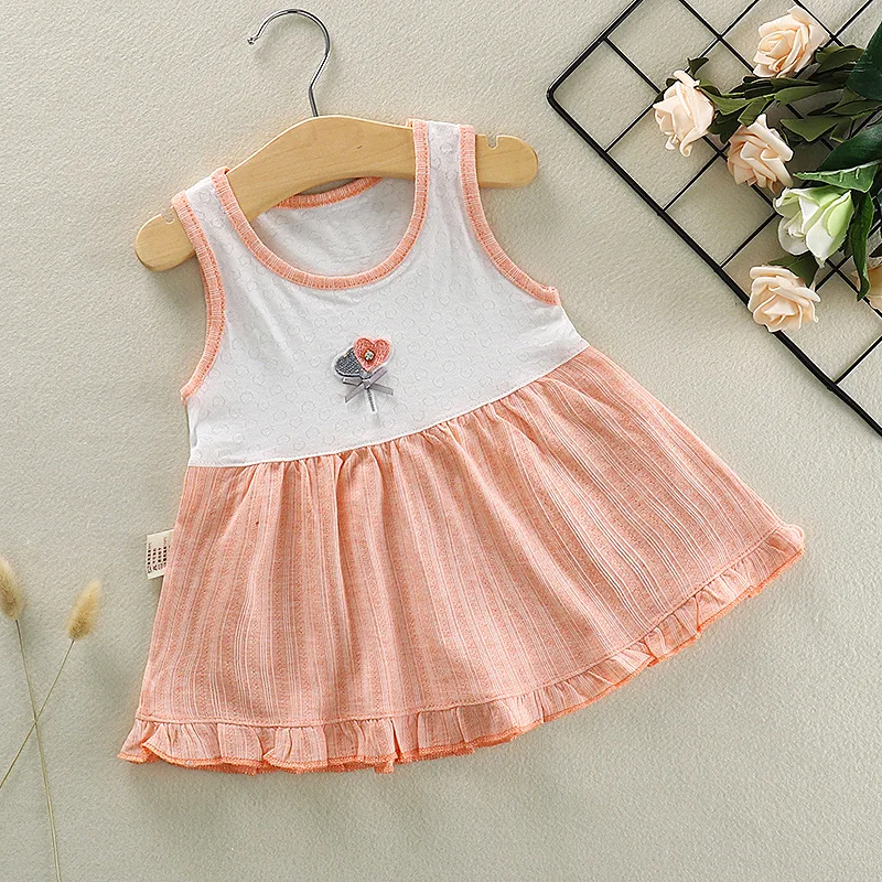 

2019 Summer Infant Girls Cotton Heart Sleeveless Sundress Princess Party Cute Tutu Baby Dress Kids Pleated Dresses vestidos
