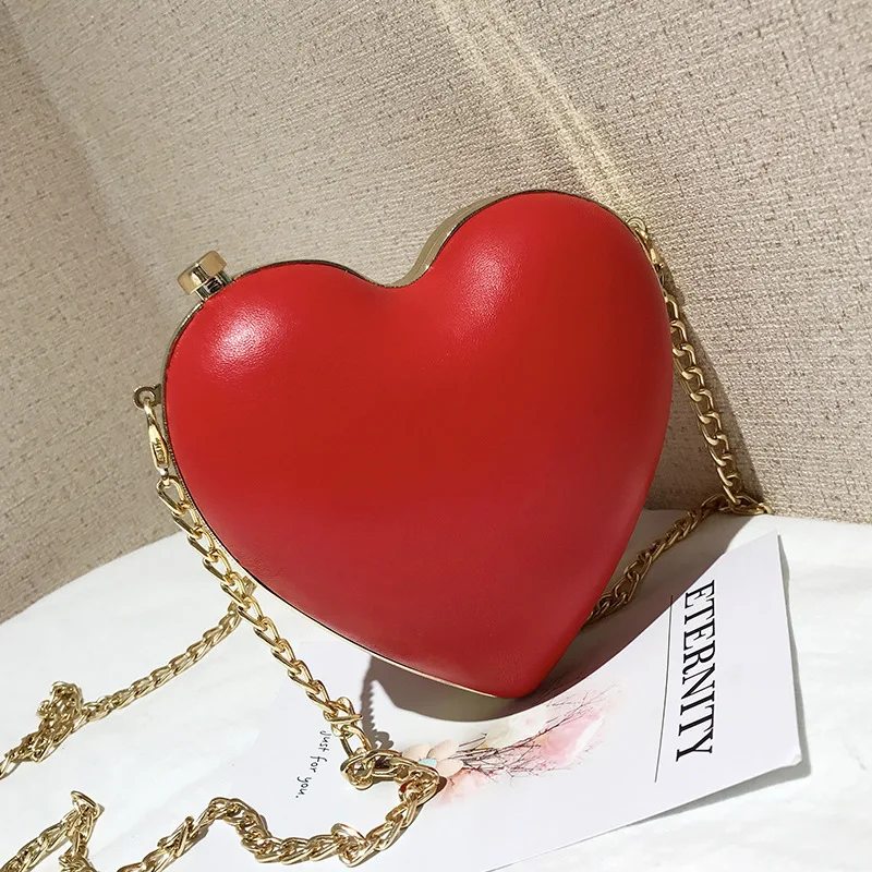 

2018 new suede love heart-shaped peach heart cute handbag ladies dinner bag shoulder slung chain bag