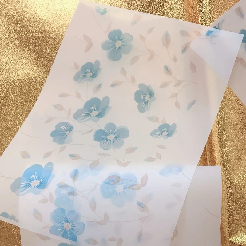 

Wholesale 100pcs/lot Blue Flower Soap Wrapping Paper Wax Paper Tissue Gift Packaging Soap Wrapper