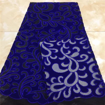 

VILLIEA African Lace Fabric Royal Blue Embroidered Nigerian Laces Fabric Bridal High Quality French Velvet Lace Fabric For Women