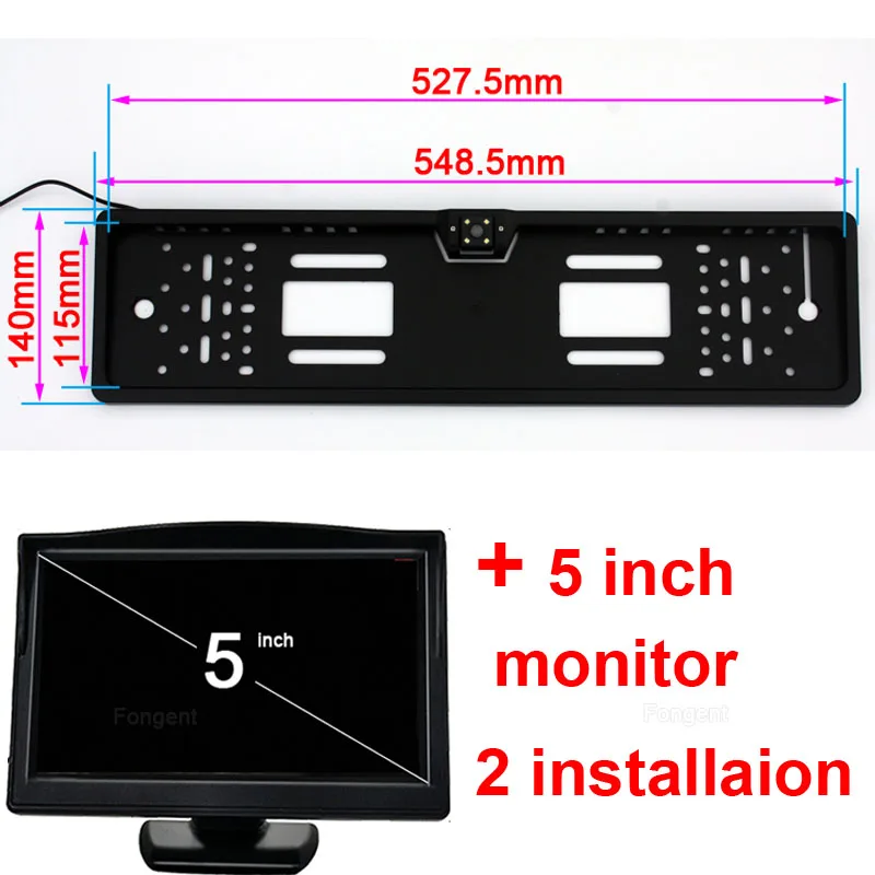Автомобильный Обратный беспроводной монитор для камеры Европейский номерной знак рамка запасной автомобильный номерной знак заднего вида - Название цвета: TY848-L1-50