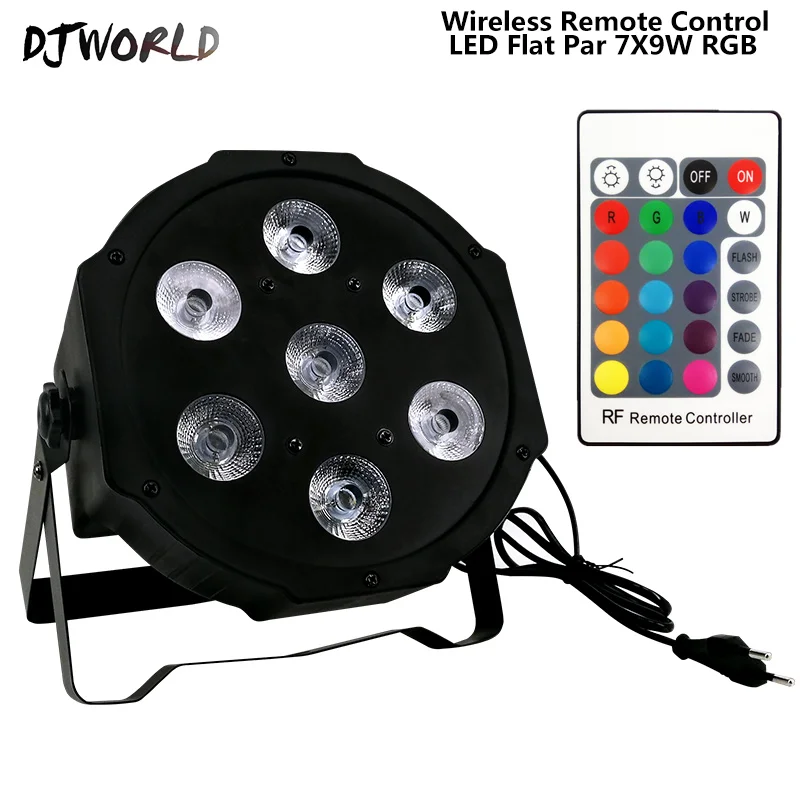 

10pcs/lot Led Par Light 7x9W RGB 3in1 Color Mixing Slim with Professional Light DMX 512 Stage effect wash par Disco DMX