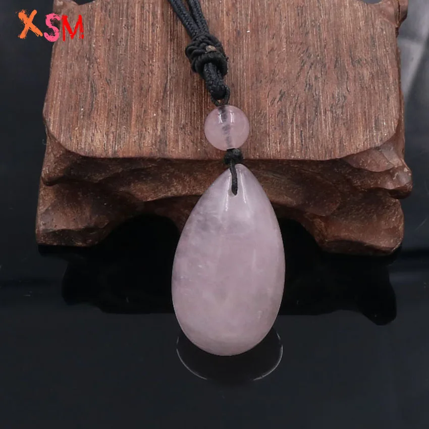 Xinshangmie модный натуральный камень аметисты розовый Quartzs форма капли воды подвески ожерелье для женщин очаровательные ювелирные изделия - Окраска металла: Rose Pink Quartzs