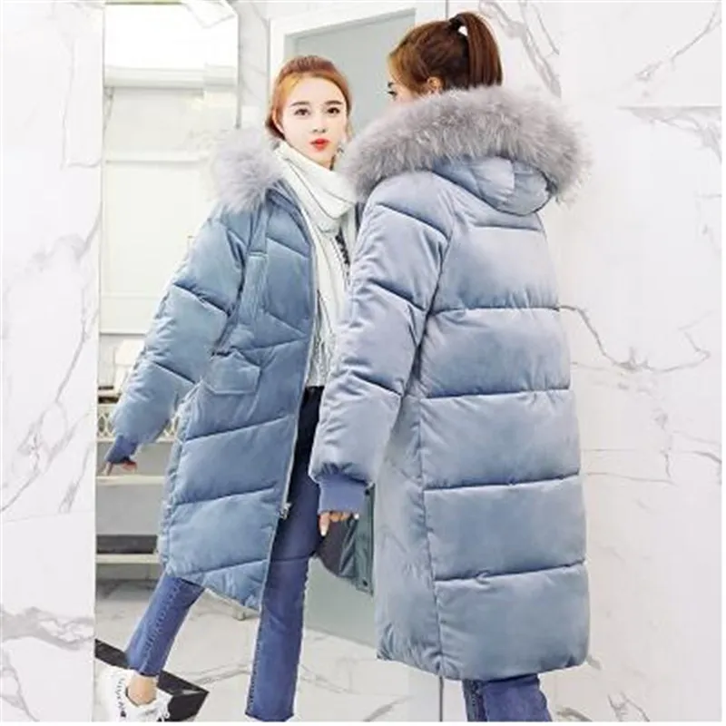 winter jacket women 2018 long cotton padded fur hooded