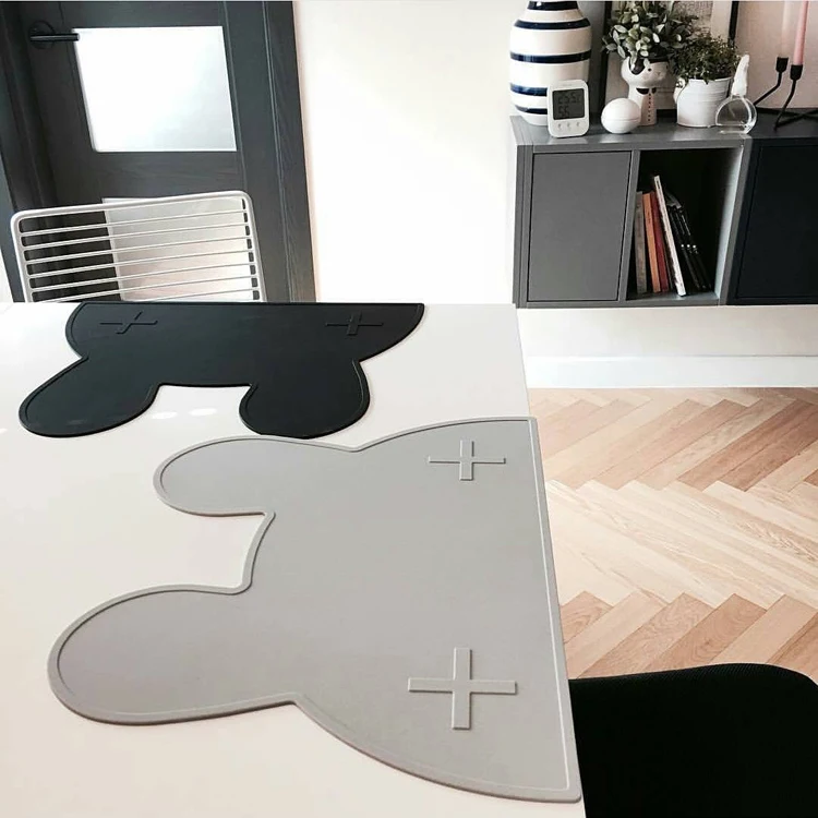 Cute Bear Silicone Placemats Table Napkins Kids Mats Pads Coaster Dish Protector Stand Decoration D