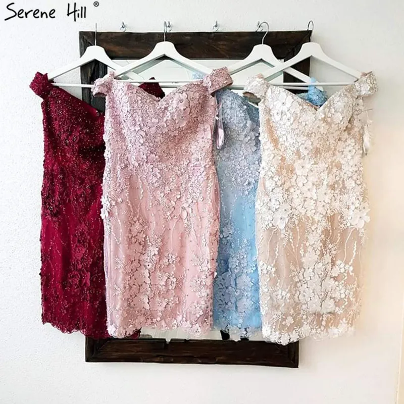 

Pink Handmade Flowers Above Knee Cocktail Dresses Sleeveless Sexy Cocktail Party Gowns 2019 Serene Hill BLA60979