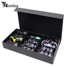Mordoa High Quality PU Leather Glasses Sunglasses Display Box/Rack Case Jewelry Storage Organizer Holder with 12 Grids for Gift