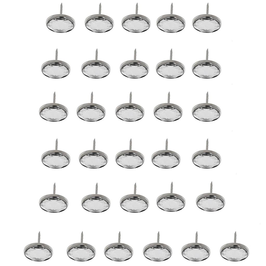 

25 Pieces Diamond Crystal Headboard Sofa Buttons Nails Tacks for Upholstery Decoration