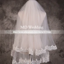 Красивый белый/слоновая кость 2 Слои Кружево Край Короткие свадебная фата Фата Свадебные аксессуары с расческой md107
