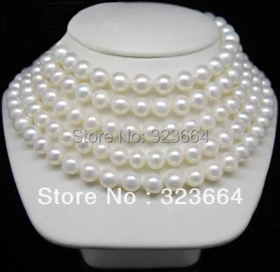 

100" genuine south sea 9-10 white pearl necklace
