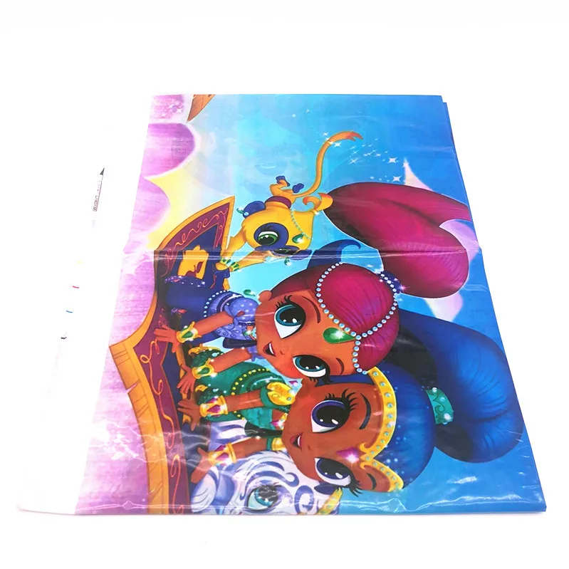 

108*180cm shimmer shine theme tablecloths baby shower party supplies shimmer shine table cover shimmering shine tablecloths