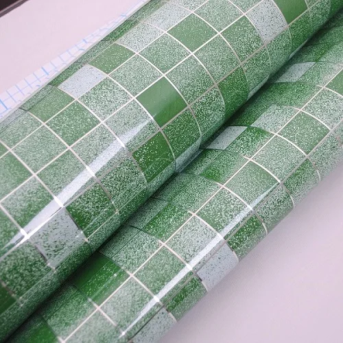 Rainqueen 2,5/5 м виниловые самоклеющиеся мозаичные наклейки из алюминиевой фольги для ванной комнаты, водостойкие наклейки на плитку для кухни, маслостойкие обои - Цвет: Green