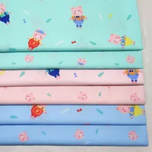 Половина метра мультфильм свинья печати хлопок саржевая ткань для постельных принадлежностей одежда юбка Пыльник детская одежда B148