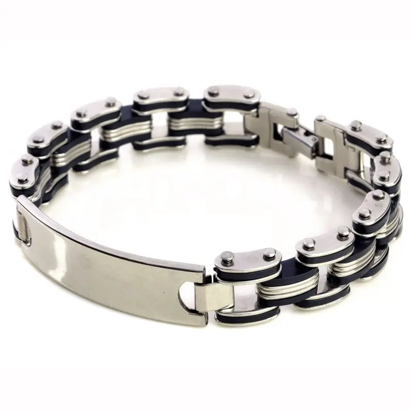 AOMU Модные мужские резиновые браслеты-цепочки из нержавеющей стали, ювелирные изделия, Браслет-манжета, высокое качество, Rock Man Pulseiras - Окраска металла: 6