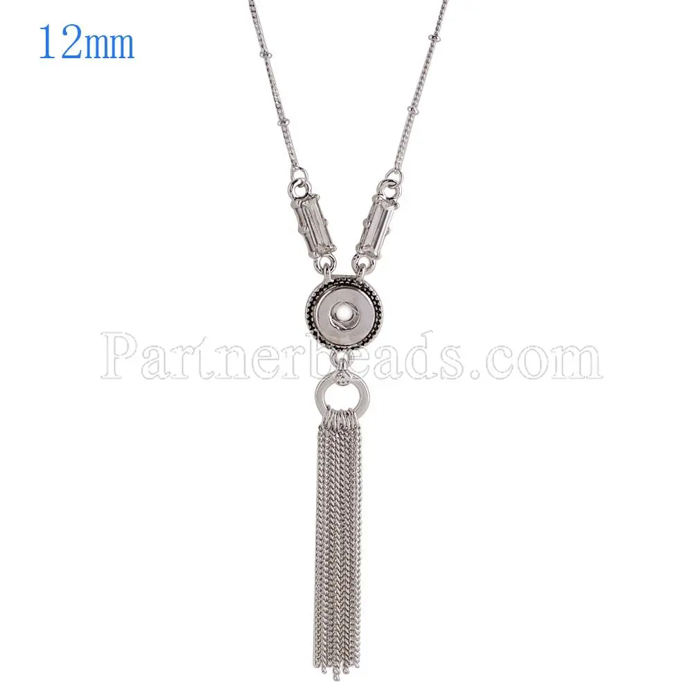 Hot Sale 12mm Snap Jewelry Women Necklaces & Pendants Multi-size Necklace Tassel Charm Bar statement Necklace for Women gift