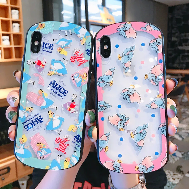 Мультяшный чехол из закаленного стекла для телефона iPhone X XR XS MAX 8 7 6s plus милый Дамбо