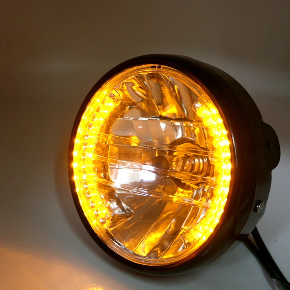 7 дюймов H4 круглый мотоциклетный головной светильник, сигнальный светильник поворота, мигалка 35 Вт 12 В, янтарный светодиодный фонарь для мотоцикла, Аксессуары для мотоцикла