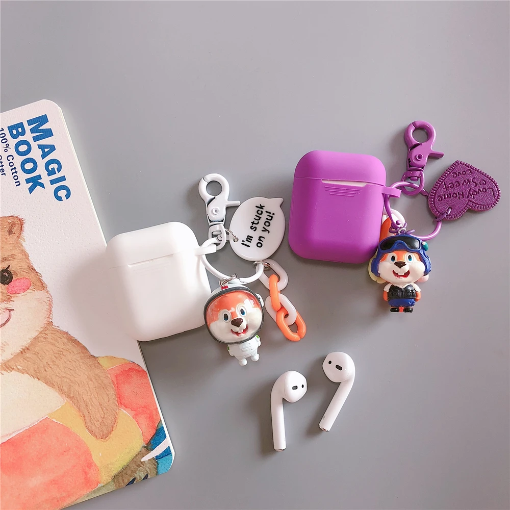

Cute Space Chip And Dale Squirrel Earbud Accessories for Apple Bluetooth Wireless Headphone Airpods Cover for New Airpods 2 Case