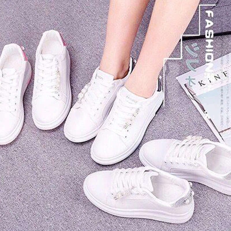 

Women Canvas Shoes Women's Vulcanize Shoes Sneakers Candy Color Women Rubber Sole Ladies Shoe With Pearl