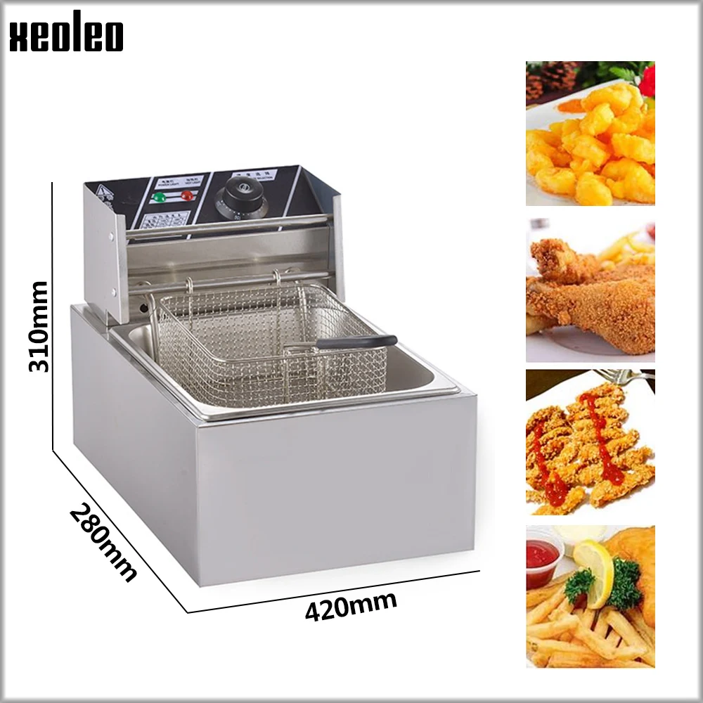 US $111.25 XEOLEO Electric Fryer 6L Commercial fryer French fries fryer Stainless steel Chicken Frying machine Deep fryer for fries 2500W