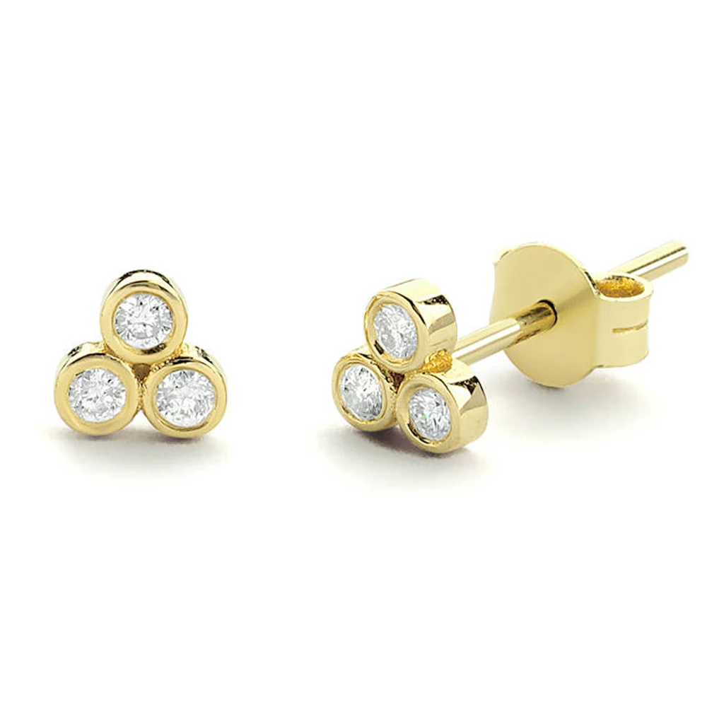 0.18CTW 2.0MM orecchini a bottone con vero diamante naturale con castone in oro giallo 14 carati orecchini per feste di matrimonio di fidanzamento, regalo adorabile