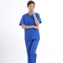 Женский костюм медика наборы медсестры Больничная форма стоматологическая клиника салон красоты медицинская Униформа с короткими рукавами Спецодежда Slim Fit 2094