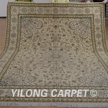 Yilong 8'x10 ручной работы шерстяные ковры бежевый изысканный персидская шерсть восточные шелковые ковры(1343