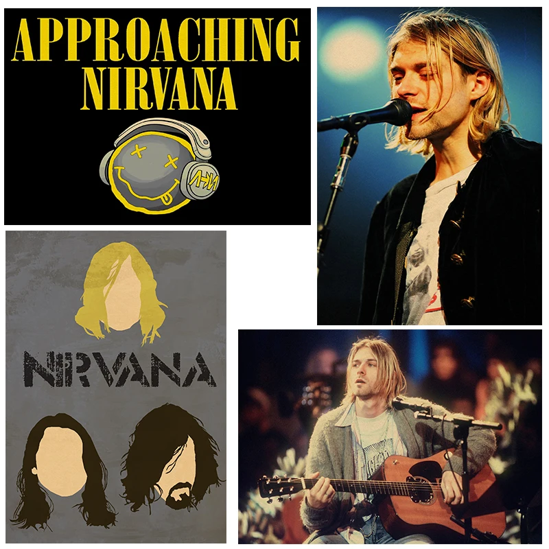 Винтажный постер Nirvana Kurt Cobain крафт рок оркестр декоративная живопись ретро