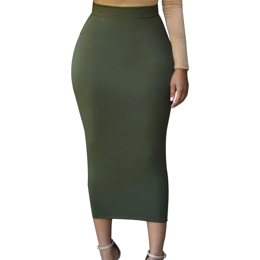 Buy Women Skirts Pure Elastic Waist Pockets Buttocks
