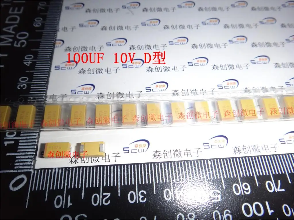 Polarity SMD tantalum capacitor 100 uf 10 v D 7343 TAJD107K010RNJ