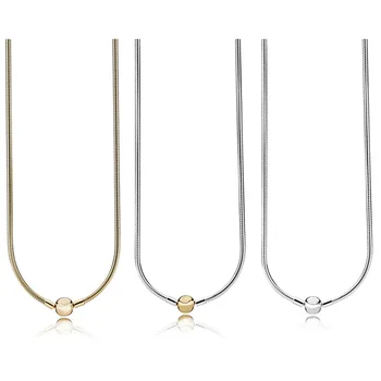 

3 Color Authentic 925 Sterling Silver Pendant Necklaces Round Bead Necklace for Women Party Wedding Jewelry