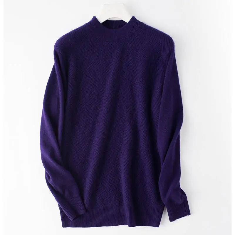 Мужской свитер и пуловер из натурального козьего кашемира, вязанные мужские джемперы высокого качества, стандартная одежда, 6 цветов, мужские свитера - Цвет: dark purple