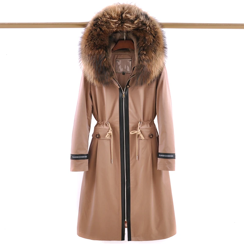 

2019 Real Rex Rabbit Fur Lining Removable With Raccoon Fur Hooded Long Sleeve Slim Style Winter Coat