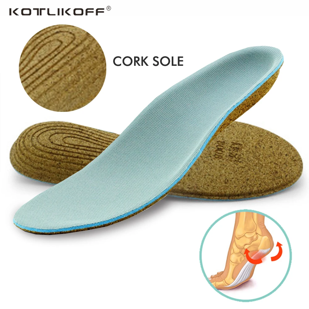 KOTLIKOFF Premium Cork sole Orthopedic Insoles for Flat Foot Arch