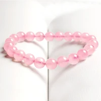 Розовый кварц браслет натуральный розовый кристалл шарик для Для женщин для любовь подарок Классический Натуральный камень Талисманы партия ювелирных изделий
