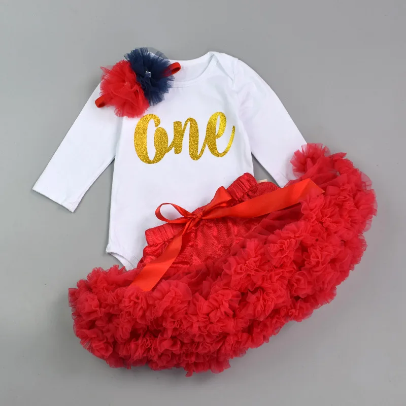 

My First Birthday Best Gift Baby Bebes Kids Clothes Set 3Pcs Tutu Lace Skirt+Bodysuit+Headband Girl New Year Clothing Outfits