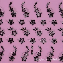 Черный 3D Цветочный дизайн переводные наклейки для ногтей переводные наклейки для леди и женщин инструменты для маникюра наклейки для ногтей XF158