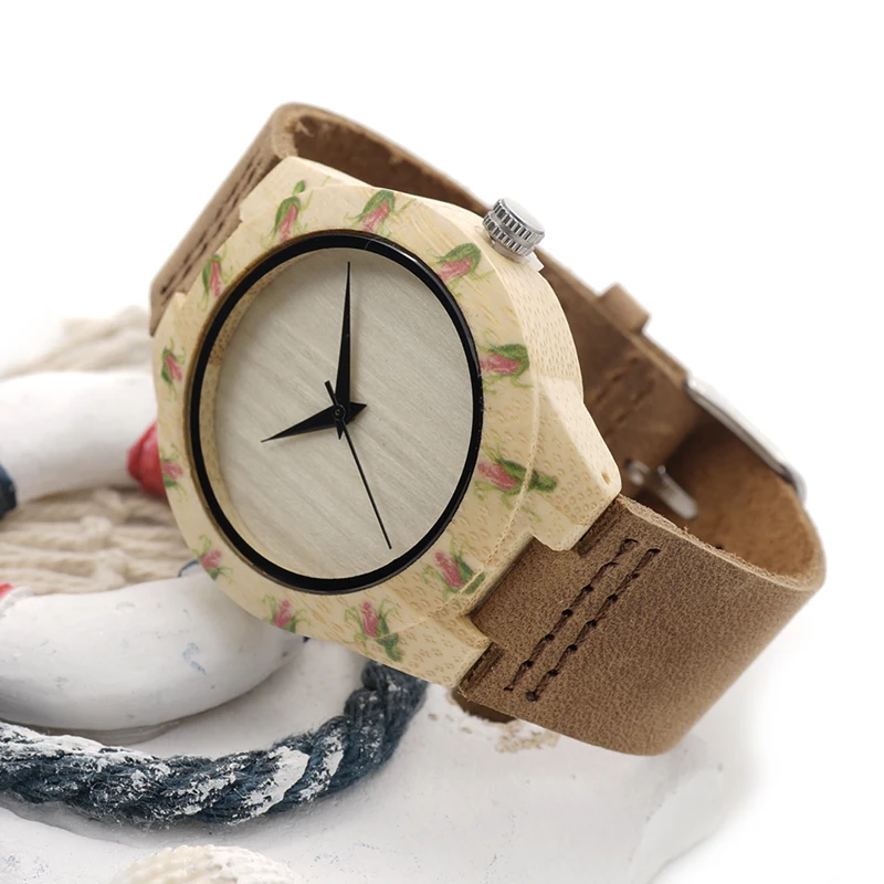 

Top Brand BOBO BIRD Watches Women Handmade Bamboo Watch Genuine Leather Band Wristwatch relogio feminino B-E01